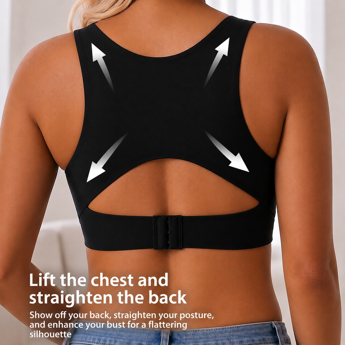 Brassière de sport à bonnets fixes en tissu antibactérien