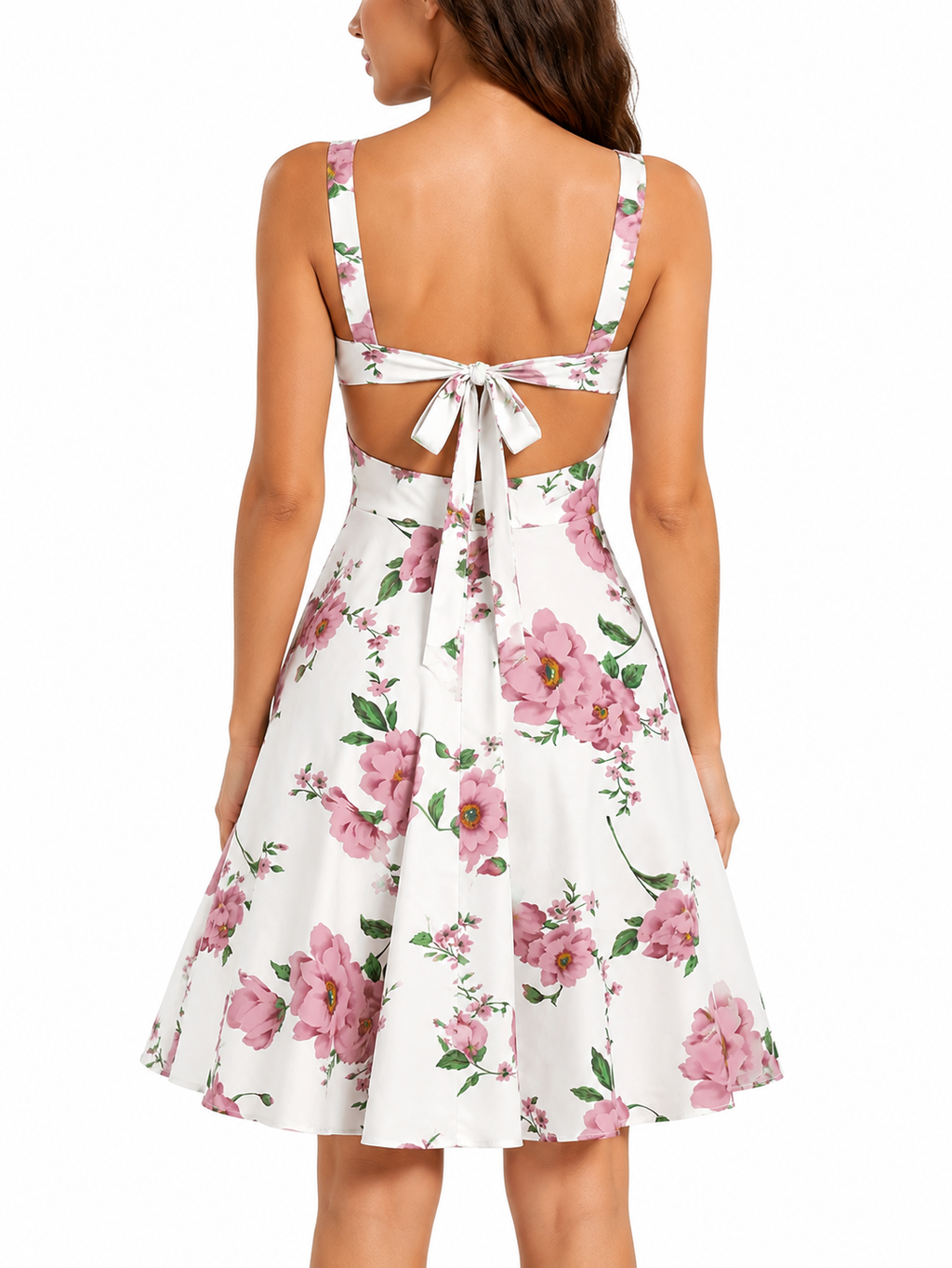 Camille™ | Floral Mini Dress with Square Neck and Ruffles