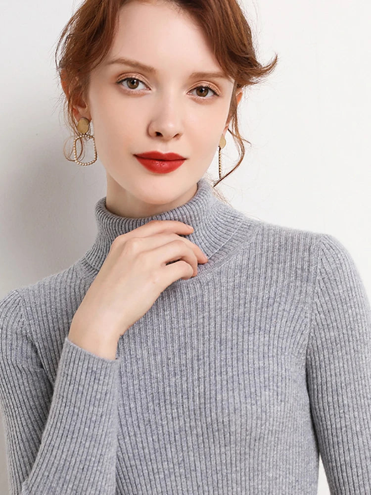 Ribbed Turtleneck Knit Jumper
