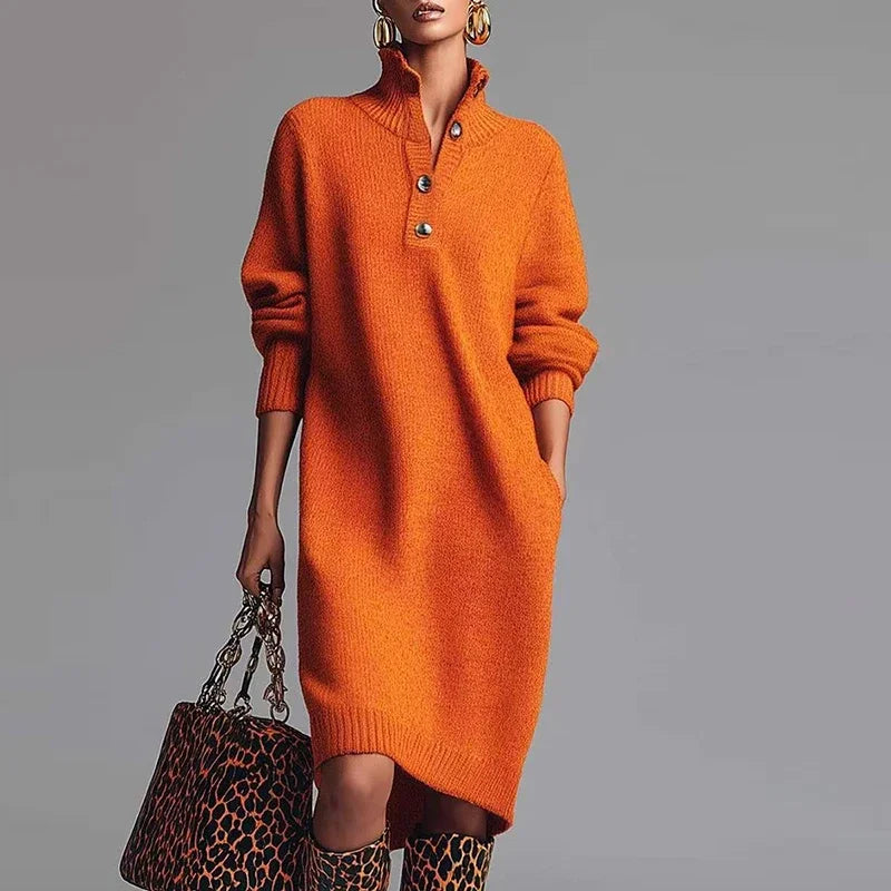 Chunky Knit Mock Neck Sweater Dress