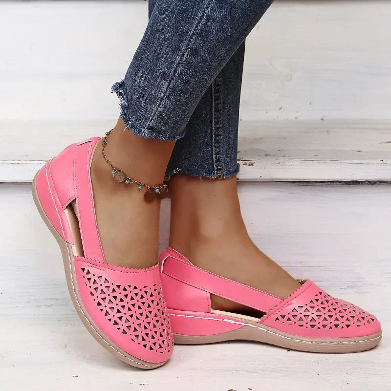 Bianca™ | Vintage Wedge Sandal with Cut-Out Detail