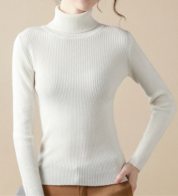 Ribbed Turtleneck Knit Jumper
