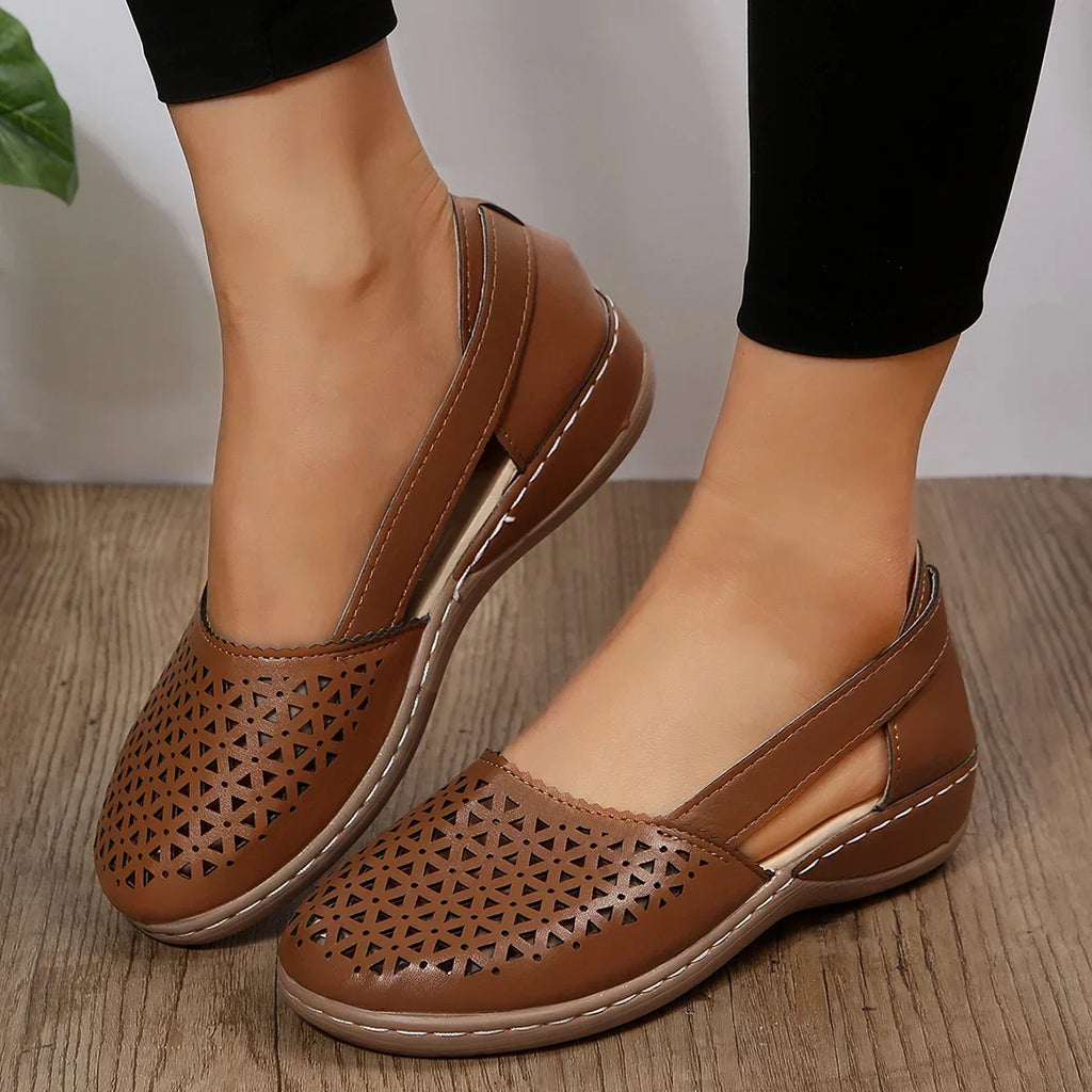 Bianca™ | Vintage Wedge Sandal with Cut-Out Detail