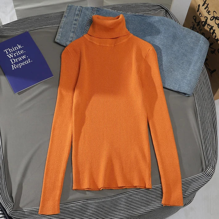 Ribbed Turtleneck Knit Jumper