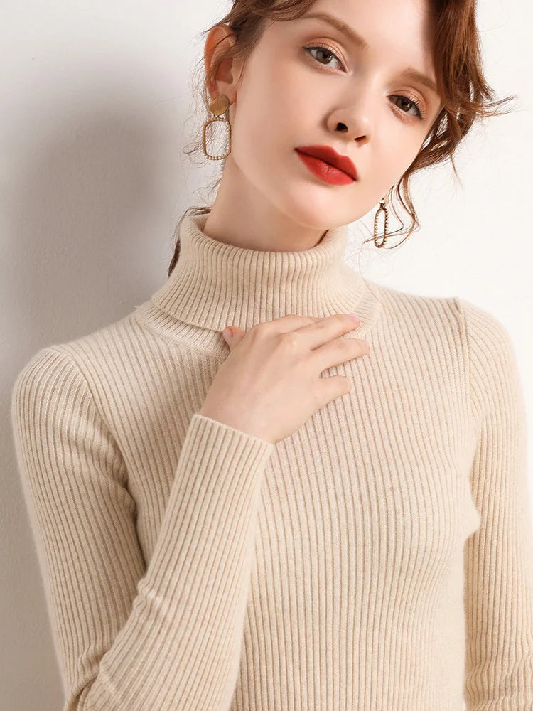 Ribbed Turtleneck Knit Jumper