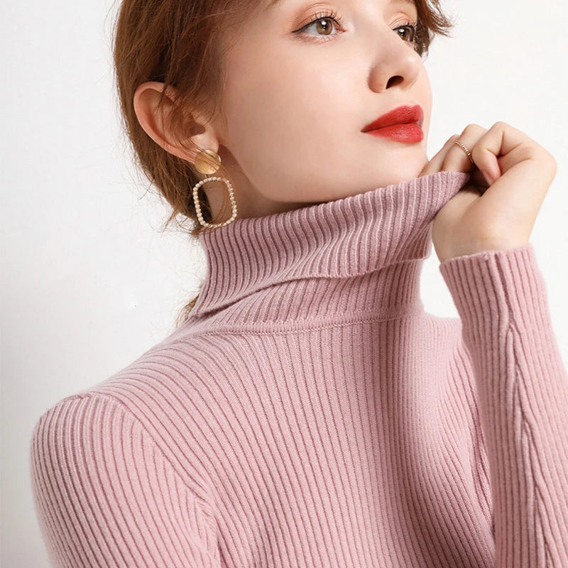 Ribbed Turtleneck Knit Jumper