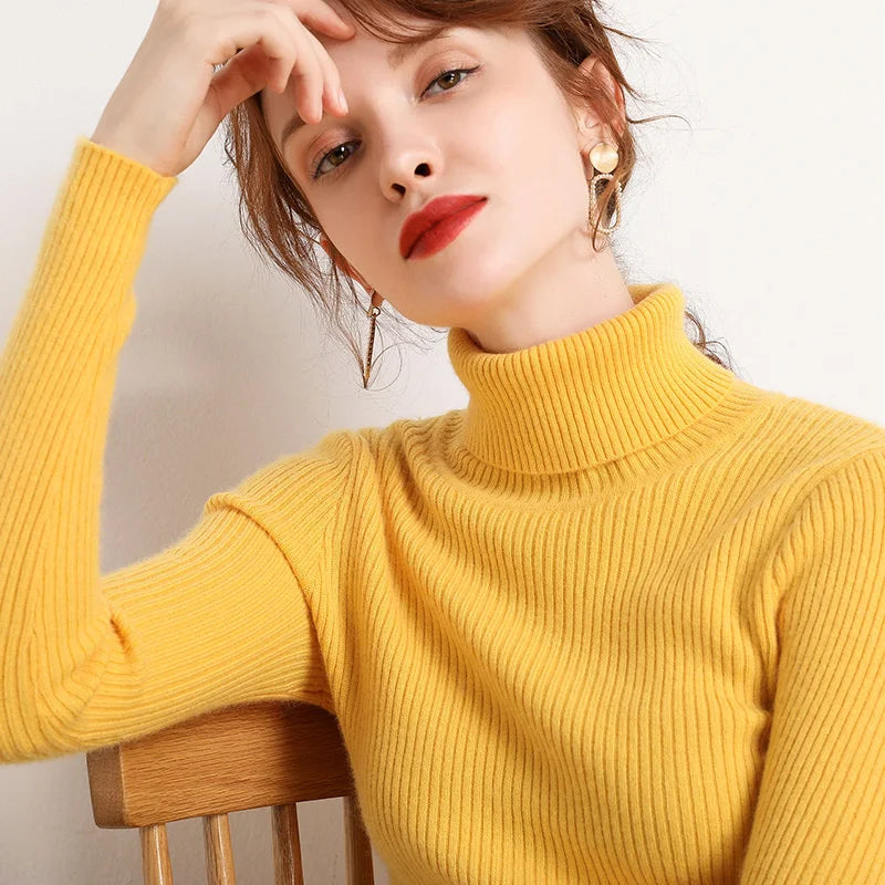 Ribbed Turtleneck Knit Jumper