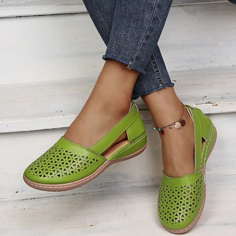 Bianca™ | Vintage Wedge Sandal with Cut-Out Detail