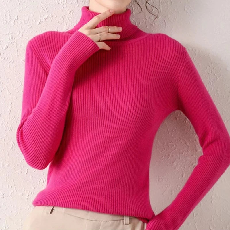 Ribbed Turtleneck Knit Jumper