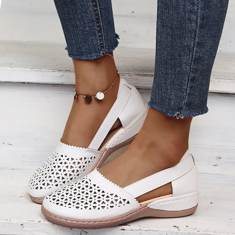 Bianca™ | Vintage Wedge Sandal with Cut-Out Detail