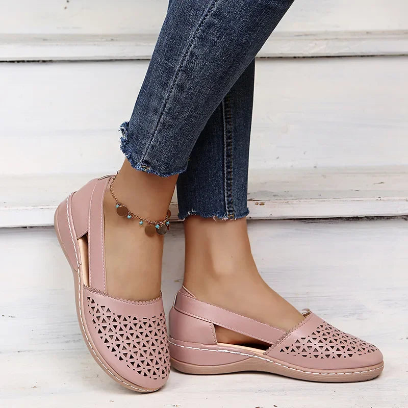Bianca™ | Vintage Wedge Sandal with Cut-Out Detail