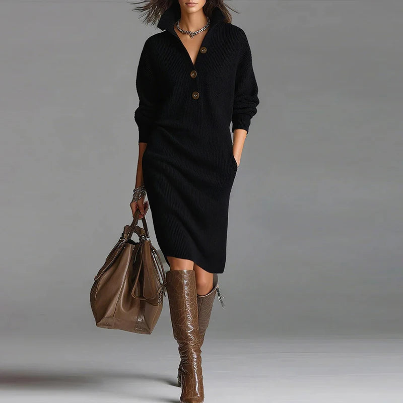 Chunky Knit Mock Neck Sweater Dress
