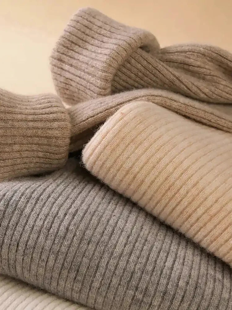 Ribbed Turtleneck Knit Jumper
