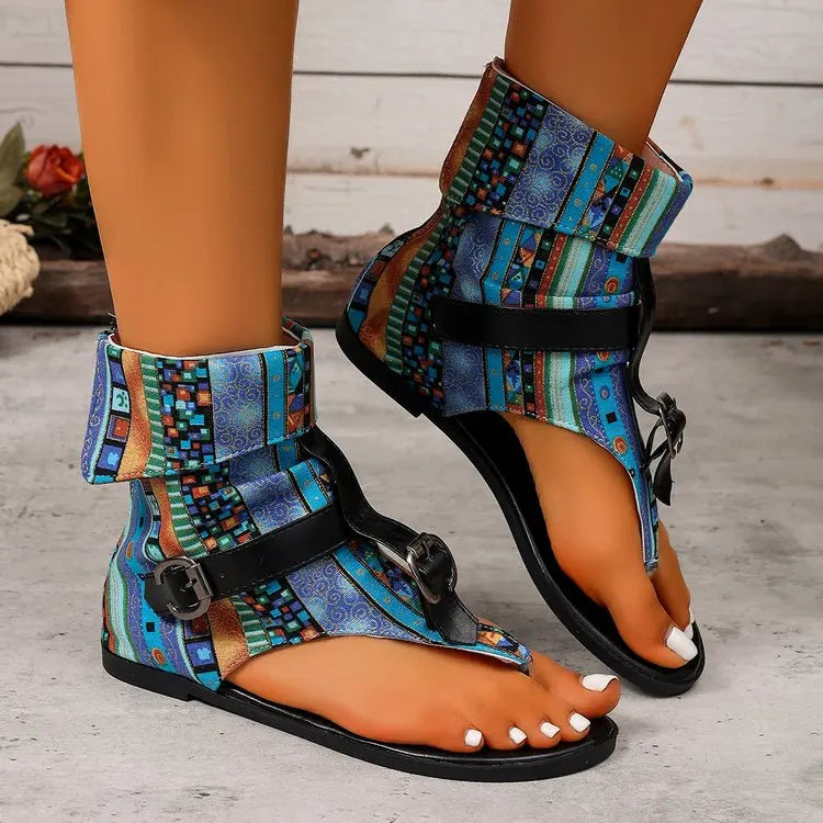 Flora™ | Bohemian Sandal with Denim Flower Detail