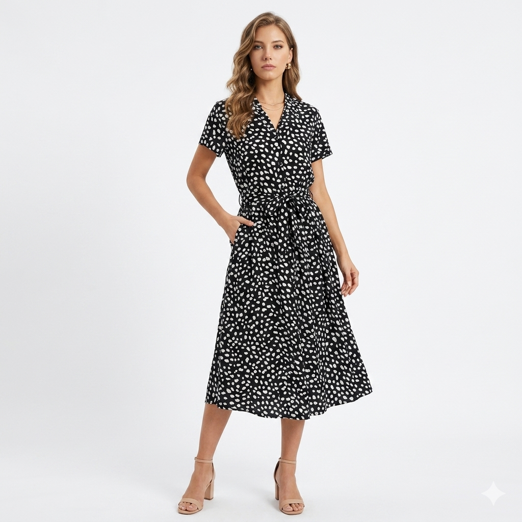 Isabelle™ | Vintage Floral Midi Dress with Belt