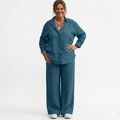 Rosalind™ | Plus Size Linen Blouse & Wide-Leg Set