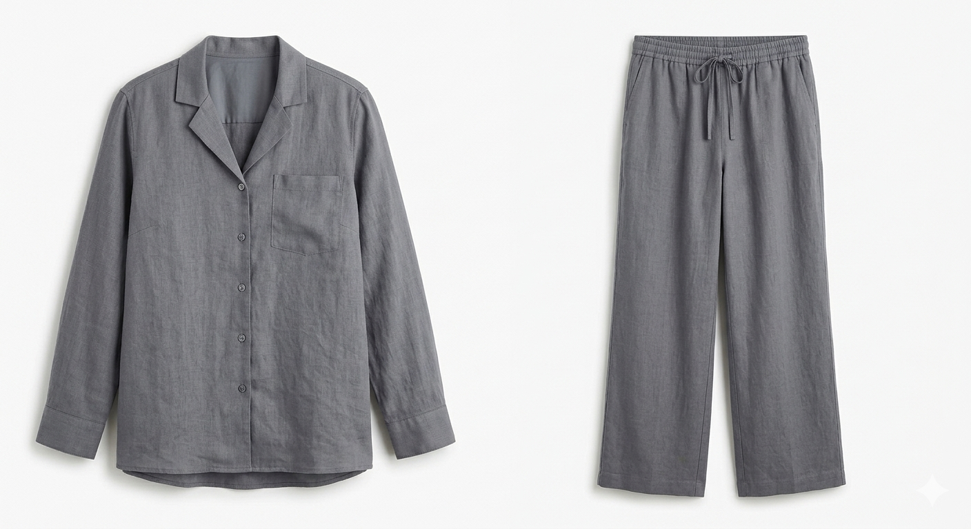 Rosalind™ | Plus Size Linen Blouse & Wide-Leg Set